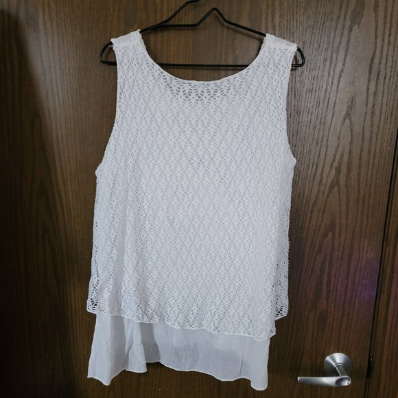 Cherishh Made in Italy White Lace Embroidered Tank Top *** No Size Tag *** - Picture 6 of 12